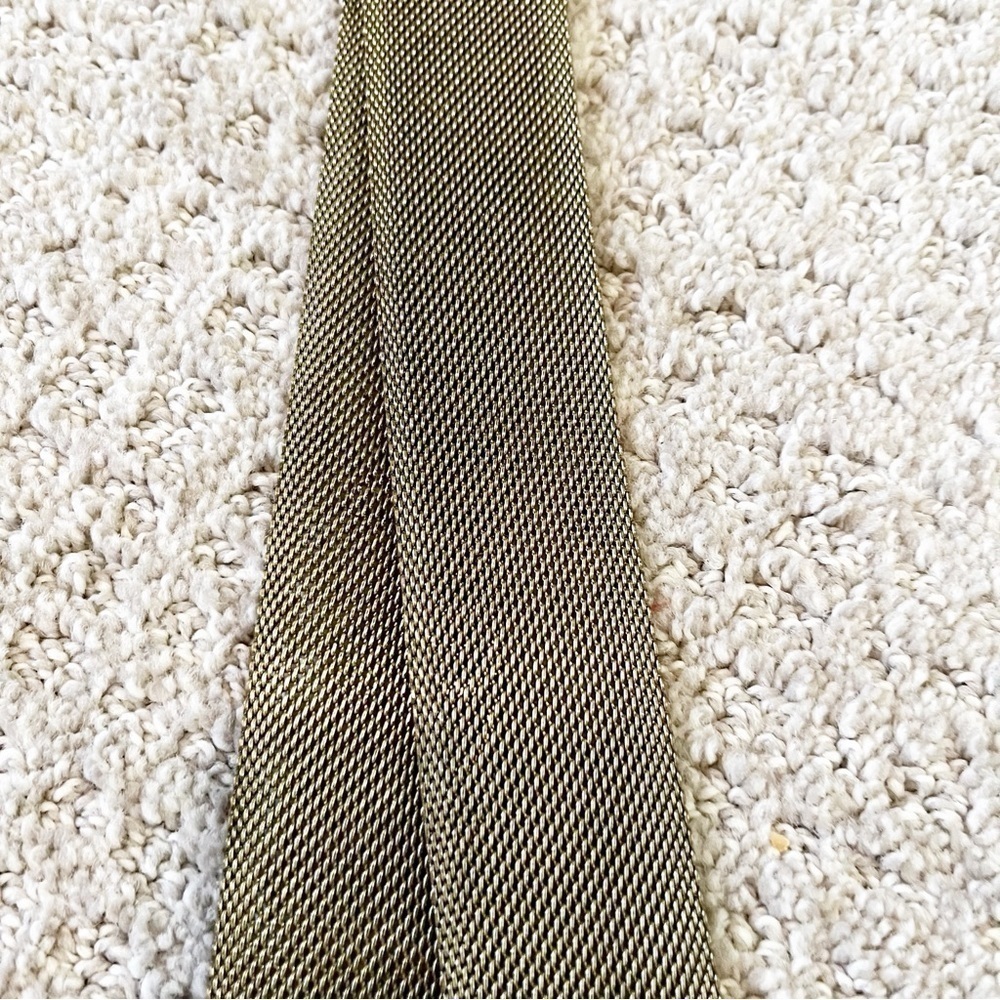 Gold Western Mesh Belt Womens Sz S/M Metallic Grommet Vintage 80s Tooled Floral - Picture 9 of 10